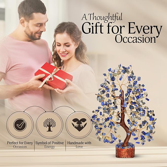 YATSKIA Lapis Lazuli Crystal Tree of Life - Healing Crystals and Stones - Crystals Decor - Crystal Gifts for Women - Good Luck Gifts