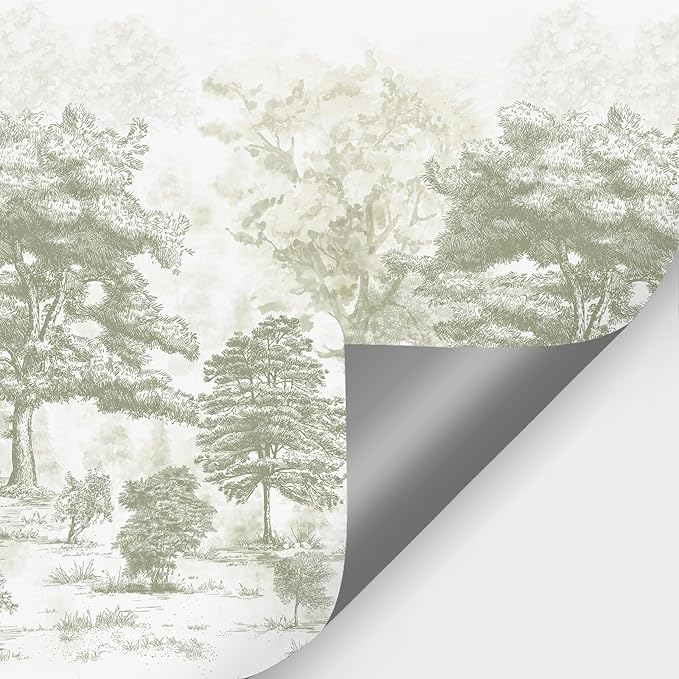 Zeeko Vintage Forest Wall Mural Peel and Stick 144" W x 100" H Canvas Waterproof Tree Self-Adhesive Wallpaper Large Nature Landscape Art Deco for Bedroom