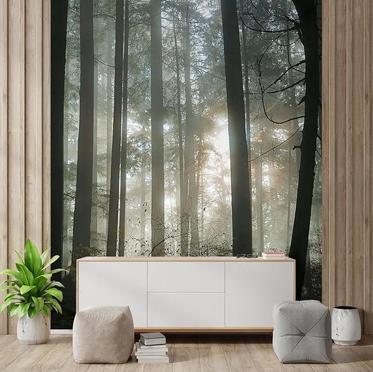 wall26 Foggy Forest Removable Wall Mural Self-Adhesive Large Wallpaper - 108x72 inches
