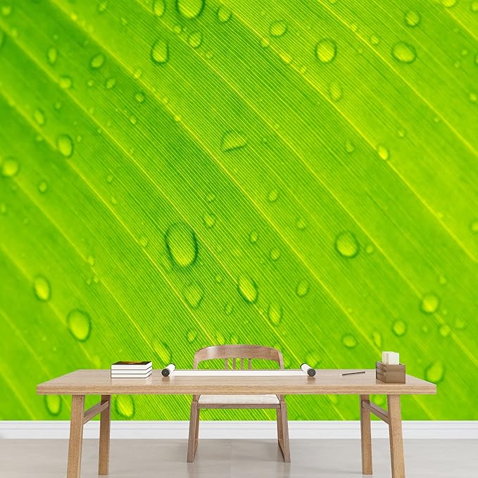 wall26 - Closeup Drops of Water Under Banana Leaf Texture - Removable Wall Mural Self-Adhesive Large Wallpaper - 100x144 inches