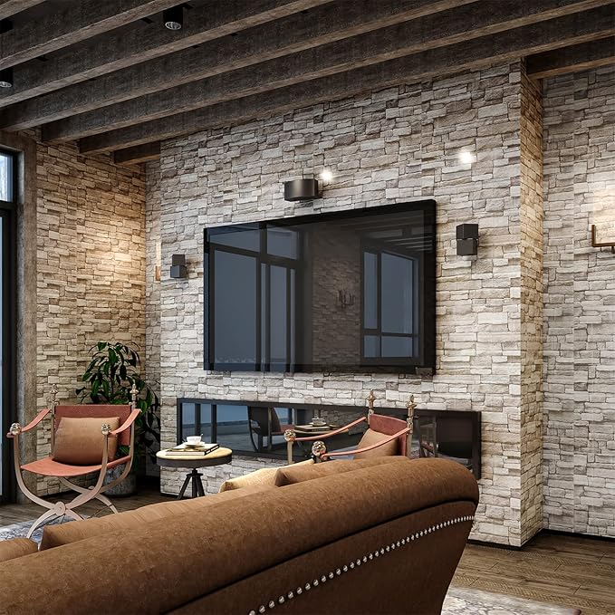 Yutianli 7mm Thick Anti-Collision self Adhesive 3D Wall Panels Peel and Stick,10-Pack 57 Sq.Ft Antique Foam Wall Panel Faux Brick Wall Panels Faux Stone Wall Panels for Bedroom (10, Style G)