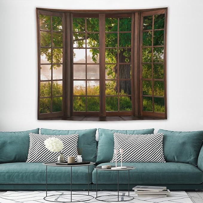 ZhiRain Tree Landscape Tapestry Wall Hanging Green Jungle Trees Nature Scenery Tapestries Home Decor for Living Room Bedroom Apartment Farmhouse Dorm 50"x60"