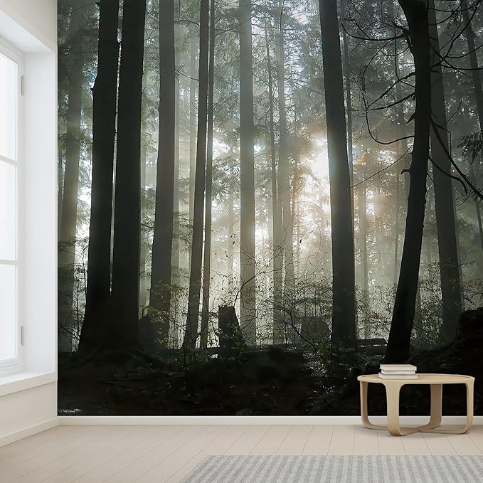 wall26 Foggy Forest Removable Wall Mural Self-Adhesive Large Wallpaper - 100x144 inches