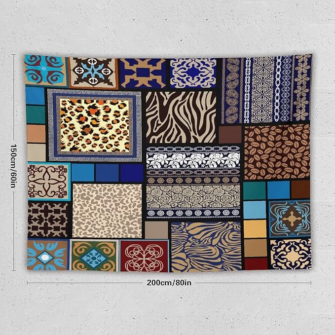 ZhiRain Boho Style Tapestry Wall Hanging Bohemian Ethnic Pattern Floral And Animal Skin Print Tapestries Home Decor for Living Room Bedroom Apartment Farmhouse Dorm 60"x80"