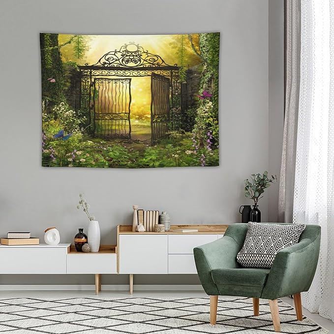ZhiRain Fantasy Tapestry Wall Hanging Gothic Gate Fantasy Forest Magic Dreamland Fairy Landscape Pattern Tapestries Home Decor for Living Room Bedroom Apartment Farmhouse Dorm 30"x40"