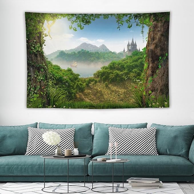 ZhiRain Fantasy Forest Tapestry Wall Hanging Beautiful Enchanting Fairy Tale Woodland Tapestries Home Decor for Living Room Bedroom Farmhouse Apartment Dorm 60"x90"