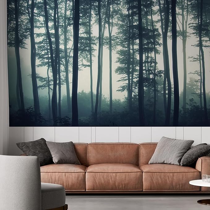wall26 Landscape Mural of a Misty Forest Wall Mural, Removable Sticker - 48x72 inches