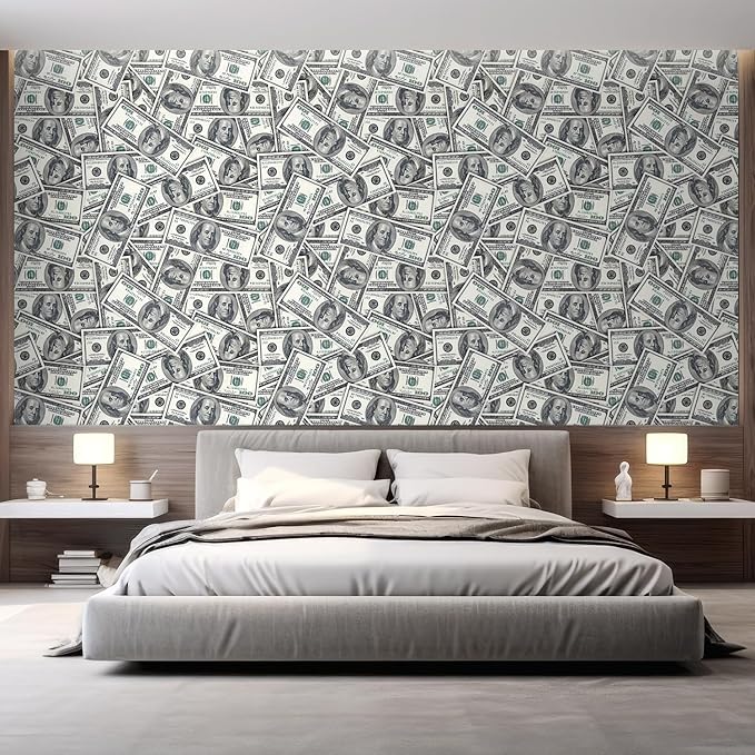 wall26-100 Dollar Bills Collage Background Large Money Wall Mural, Removable Peel and Stick Wallpaper, Home Decor - 48x72 inches