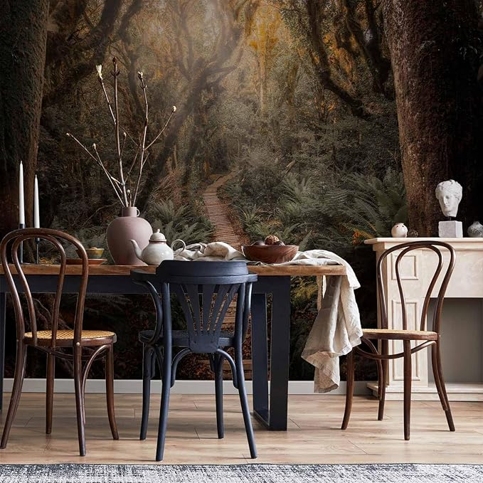 artgeist Wall Mural Abstract 154x110 in - Peel and Stick Self-Adhesive Wallpaper Removable Large Sticker Foil Wall Decor Print Design Mural Jungle Forest Nature Path b-C-10323-a-a