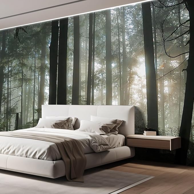 wall26 Foggy Forest Removable Wall Mural Self-Adhesive Large Wallpaper - 100x144 inches