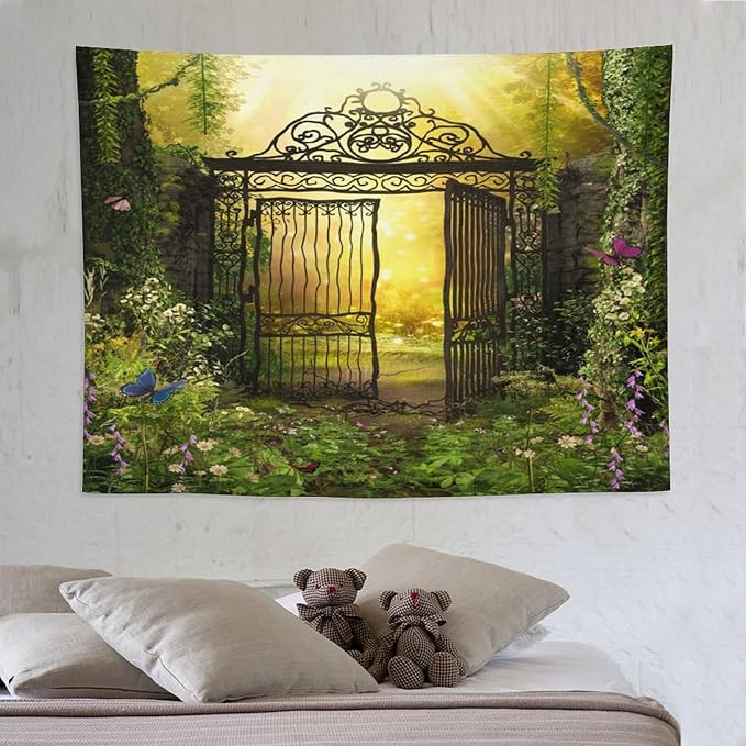 ZhiRain Fantasy Tapestry Wall Hanging Gothic Gate Fantasy Forest Magic Dreamland Fairy Landscape Pattern Tapestries Home Decor for Living Room Bedroom Apartment Farmhouse Dorm 60"x80"