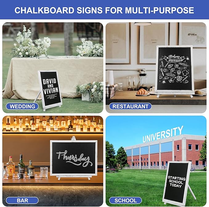 12x16 inch Double Sided Chalkboard and Felt Letter Board with Stand - Reversible Wooden Frame Easel for Menu, Announcements, Home, Office, Cafe, Restaurant Decor