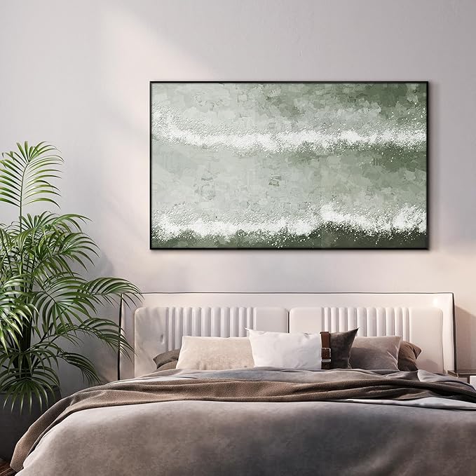 36"x60" XL Framed Wall Art - Modern Aesthetics Green Waves (Frame Assembly Required)