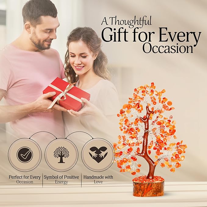 YATSKIA Carnelian Crystal Tree of Life - Bonsai Tree - Feng Shui Home Decor - Crystal Stones - Home Office Decor - Crystals Gifts for Women