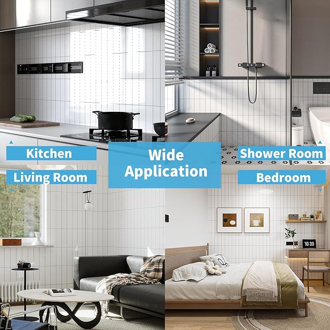 Art3d 10-Sheet Faux Marble Peel and Stick Backsplash Tile for Kitchen Wall Bathroom Countertops, 11.4 inch x 9.1 inch Stick-on Glazed-Ceramic Finish Resist to Water, Heat and Scratches, White