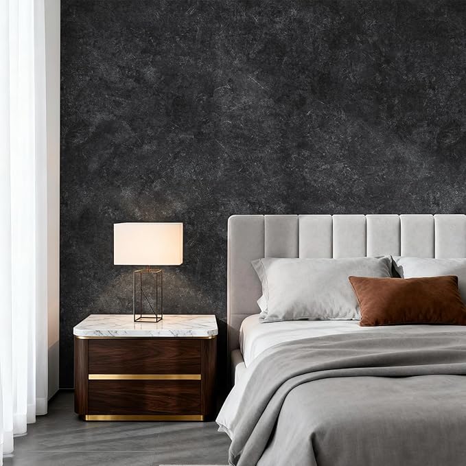 15.7'' x 118.1'' Concrete Wallpaper Peel and Stick - Grey Cement Wall Paper for Bedroom - Gray Self-Adhesive Waterproof Contact Paper for Countertop - Textured Vinyl Wrap Stickers for Living Room