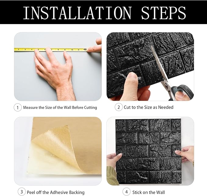 33 Pcs 3D Wall Panels Peel and Stick, 7mm Thickened 3D Wall Panel Foam Brick 11.8 * 11.8 in 3D Imitation Brick Wallpaper Stone Wall Panel Foam Brick Self-Adhesive Wallpaper