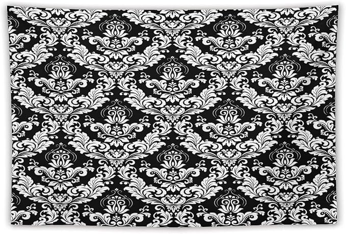 ZhiRain Damask Floral Tapestry Wall Hanging Gothic Vintage Retro Antique Baroque Classic Floral Pattern Tapestries Home Decor for Living Room Bedroom Farmhouse Apartment Dorm 60"x90"