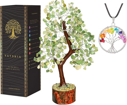 YATSKIA Green Jade Crystal Tree of Life - Crystals and Stones - Gemstone Tree - Crystals Decor - Feng Shui Decor - Crystal Gifts for Women