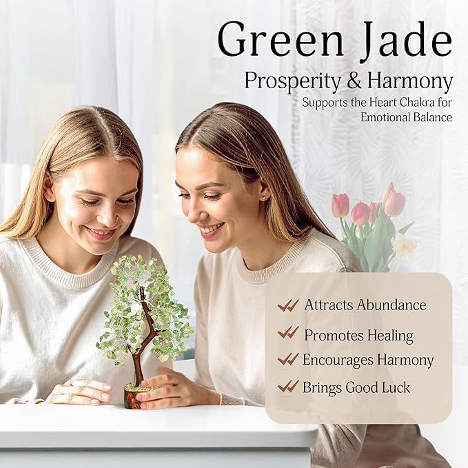 YATSKIA Green Jade Crystal Tree of Life - Crystals and Stones - Gemstone Tree - Crystals Decor - Feng Shui Decor - Crystal Gifts for Women