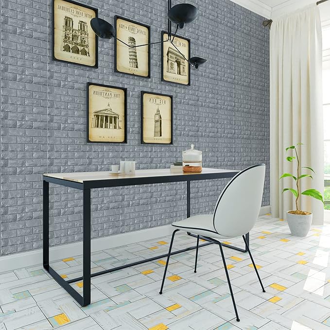 3D Wall Panels Peel and Stick 30PCS Gray Foam Brick Wallpaper for Bedroom Faux Stone Wall Panel Self-Adhesive Wallpaper (30PCS-29 Sq Ft, Gray)