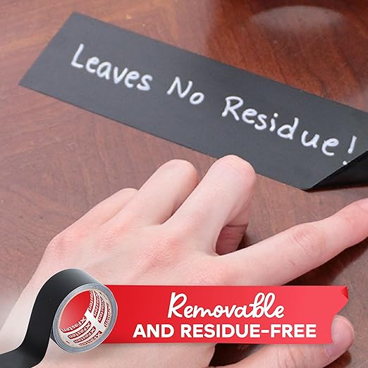 XFasten Black Chalkboard Tape Removable, 2-Inch x 30-Foot, Black, Smudge Resistant Sticky Chalkboard Label Duct Tape