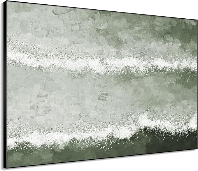 36"x46" XL Framed Wall Art - Modern Aesthetics Green Waves (Frame Assembly Required)