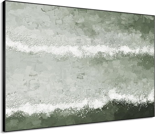 36"x46" XL Framed Wall Art - Modern Aesthetics Green Waves (Frame Assembly Required)