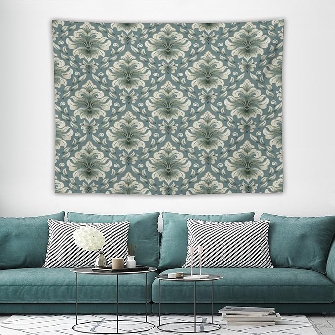 ZhiRain Retro Damask Tapestry Wall Hanging Gothic Vintage Baroque Classic Pattern Tapestries Home Decor for Living Room Bedroom Farmhouse Apartment Dorm 60"x80"