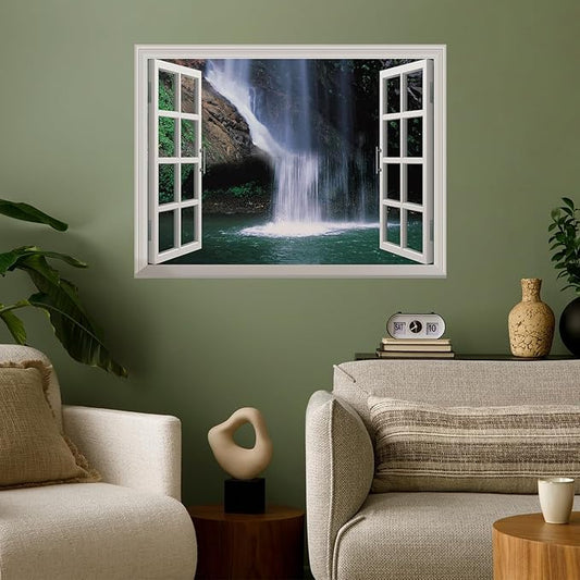 wall26 Grand Waterfall Open Window Mural Wall Sticker - 24"x32"
