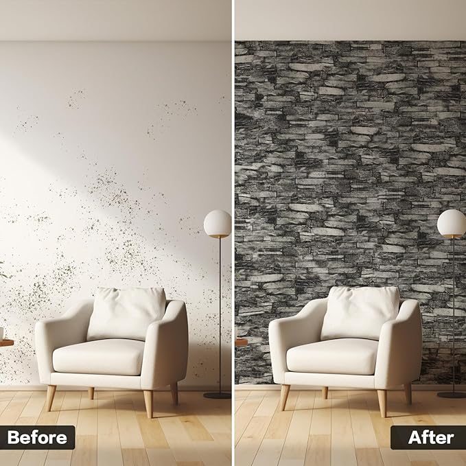 10PCS 3D Wall Panels Peel and Stick Foam, Self-Adhesive Decorative 3D Brick Wallpaper Wall Covering, Faux Stone Wall Panel Foam Brick for Living Room, Kitchen, Bathroom