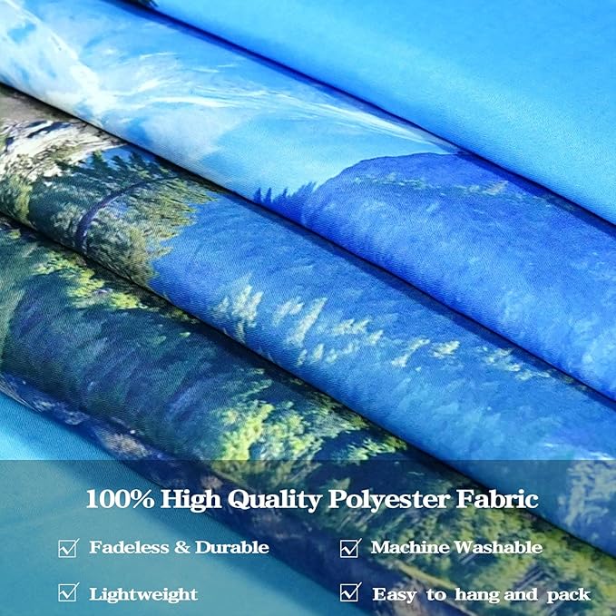 Zussun Nature Forest Mountain Tapestry Cave Pine Tree Tapestry for Bedroom Aesthetic Teal Lake Landscape Large Tapestries Wall Hanging for Dorm Living Room Decor 80 x 60 Inch