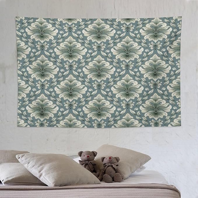 ZhiRain Retro Damask Tapestry Wall Hanging Gothic Vintage Baroque Classic Pattern Tapestries Home Decor for Living Room Bedroom Farmhouse Apartment Dorm 60"x90"