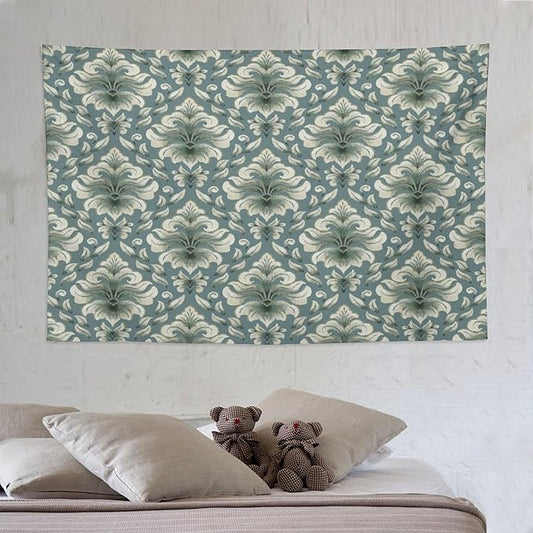 ZhiRain Retro Damask Tapestry Wall Hanging Gothic Vintage Baroque Classic Pattern Tapestries Home Decor for Living Room Bedroom Farmhouse Apartment Dorm 60"x90"