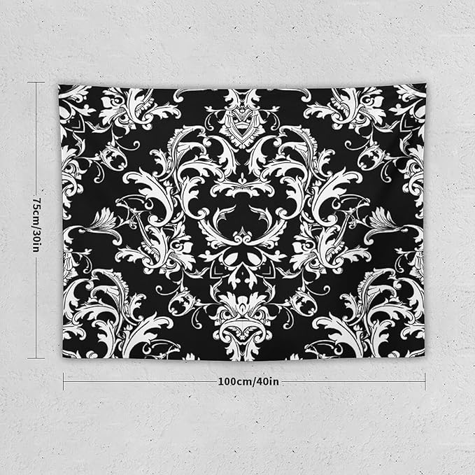 ZhiRain Damask Pattern Tapestry Wall Hanging Boho Baroque Style Tapestries Home Decor for Living Room Bedroom Farmhouse Apartment Dorm 30"x40"
