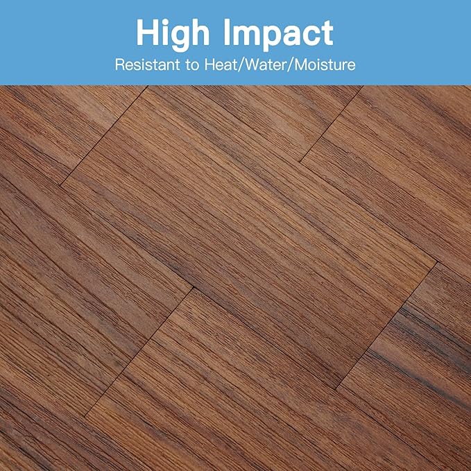 10-Pack Peel and Stick Tile Backsplash 12"X12" PVC Wall Tiles, Stick on Backsplash for Kitchen, Bathroom Tile, Fireplace Décor, Laundry Table, Stair Decals in Brown Woodgrain