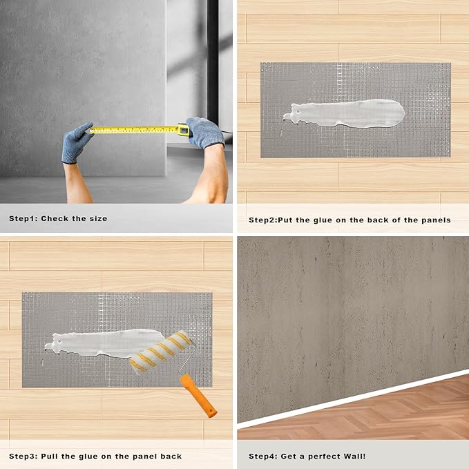 3D Wall Panels - 4PCS 47.2"x23.6" Faux Stone Wall Covering - MCM Modified Clay Material for Home Art, Accent Brick, Modern Exterior/Interior Decoration, Covering 31 sq.ft TV