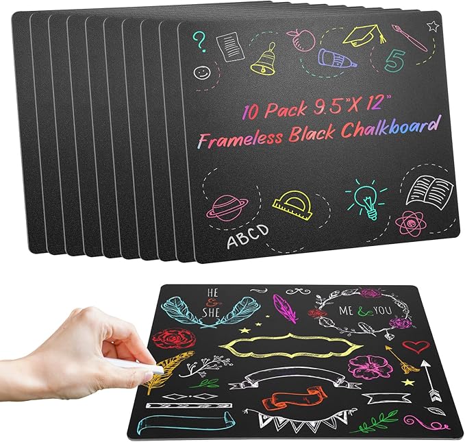 10 Pcs 12 x 9.5 Inch Frameless Chalkboard, Small Chalk Board Signs for Tables, Little Chalkboard Signs, Mini Blackboard for Restaurant Menu Classroom Home Office Decor