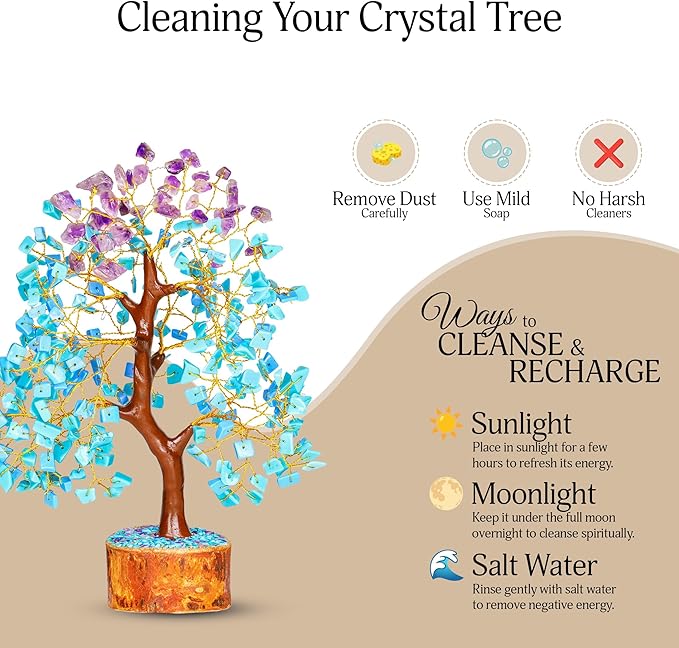 YATSKIA Amethyst and Turquoise Crystal Tree of Life - Crystal Decor - Spiritual Gifts - Crystals Gifts for Women - Gemstones and Crystals