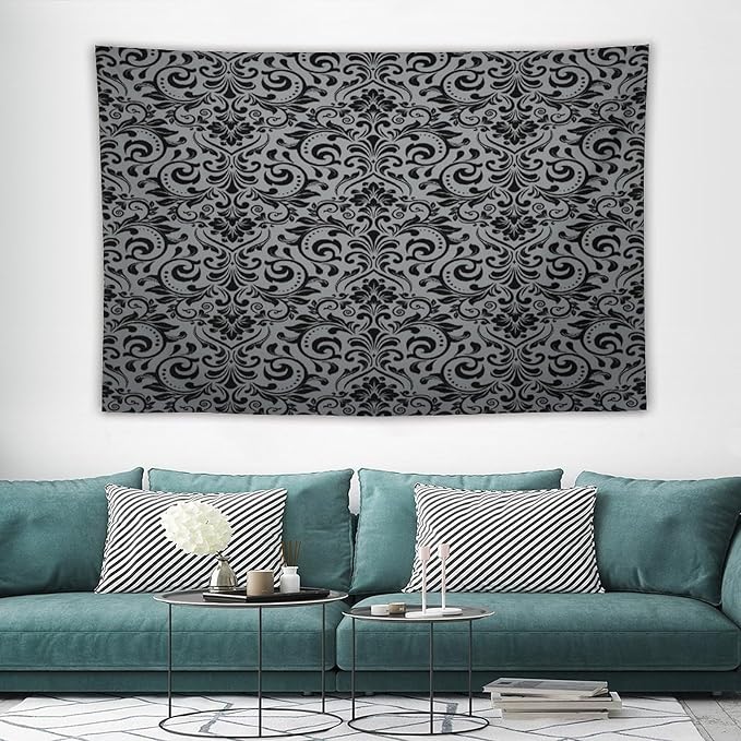 ZhiRain Damask Floral Tapestry Wall Hanging Vintage Classic Flower Pattern Tapestries Home Decor for Living Room Bedroom Farmhouse Apartment Dorm 60"x90"