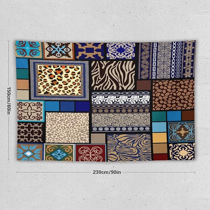 ZhiRain Boho Style Tapestry Wall Hanging Bohemian Ethnic Pattern Floral And Animal Skin Print Tapestries Home Decor for Living Room Bedroom Apartment Farmhouse Dorm 60"x90"
