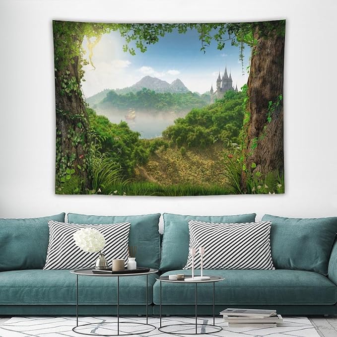 ZhiRain Fantasy Forest Tapestry Wall Hanging Beautiful Enchanting Fairy Tale Woodland Tapestries Home Decor for Living Room Bedroom Farmhouse Apartment Dorm 60"x80"