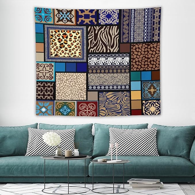 ZhiRain Boho Style Tapestry Wall Hanging Bohemian Ethnic Pattern Floral And Animal Skin Print Tapestries Home Decor for Living Room Bedroom Apartment Farmhouse Dorm 50"x60"