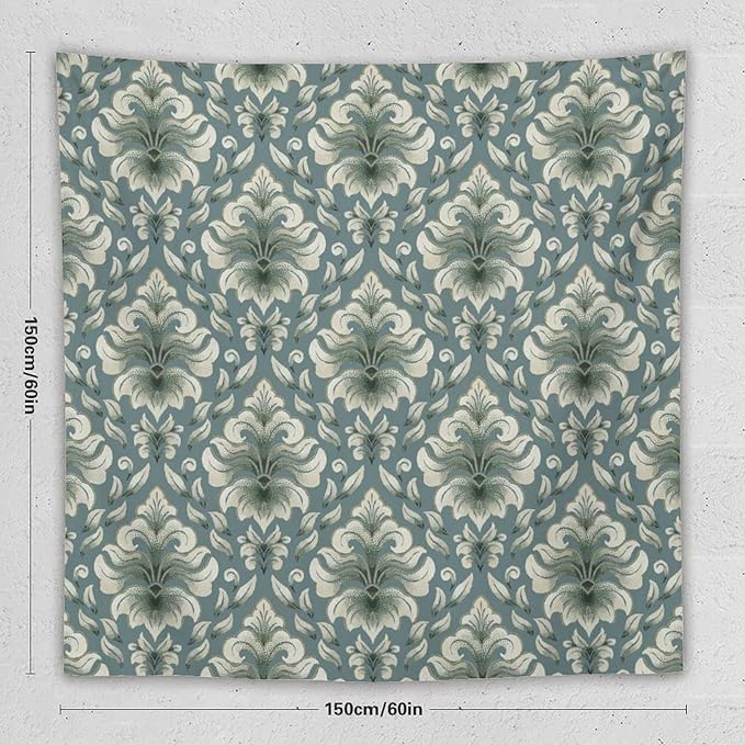 ZhiRain Retro Damask Tapestry Wall Hanging Gothic Vintage Baroque Classic Pattern Tapestries Home Decor for Living Room Bedroom Farmhouse Apartment Dorm 60"x60"