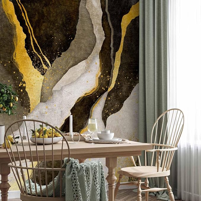 artgeist Wall Mural Abstract 154x110 in - Peel and Stick Self-Adhesive Wallpaper Removable Large Sticker Foil Wall Decor Print Picture Design Marble Like Painted a-A-10203-a-b