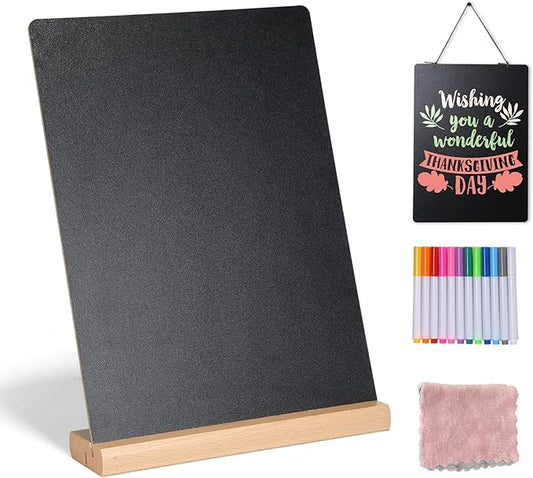 11.7x16.5 Inch Tabletop Chalkboard with Wood Base, Menu Chalkboard Stand, Message Board, Bar and Special Event Decorations, Hanging Double-Sided Chalkboard Sign for DIY Home Decoration，Beech