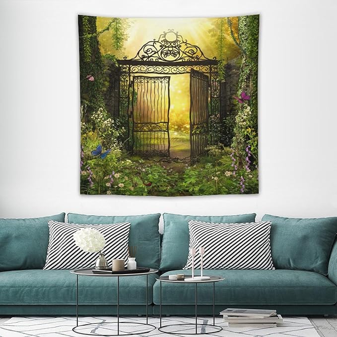 ZhiRain Fantasy Tapestry Wall Hanging Gothic Gate Fantasy Forest Magic Dreamland Fairy Landscape Pattern Tapestries Home Decor for Living Room Bedroom Apartment Farmhouse Dorm 60"x60"