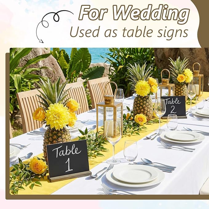 30 Pcs Mini Chalkboard Signs Tabletop with Stand 5 x 6 Inch Wooden Chalkboard Sign Vintage Chalk Board Sign Decorative Centerpieces for Food Signs Table Numbers Message Boards Party Supplies