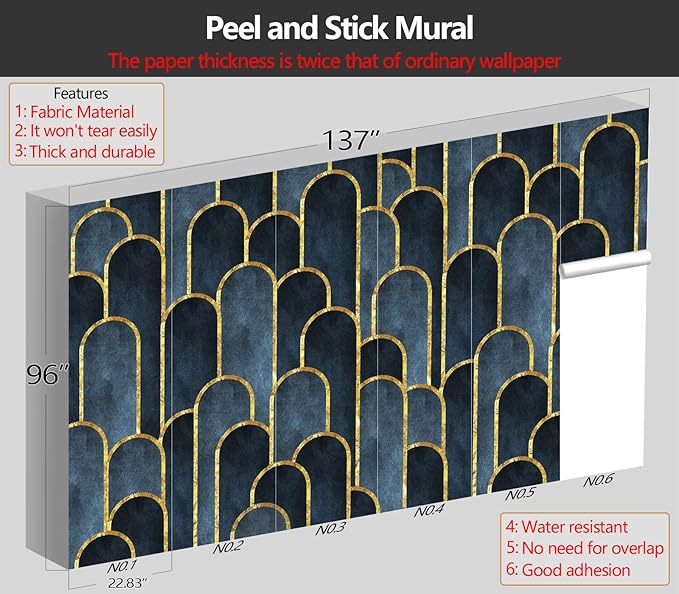 XMPMBM M08L Peel and Stick Marble Wallpaper Gold Geometrical Textured Abstraction Dark line Background Bedroom Bathroom Textured Wall Mural- 137"x96"（91 Square Foot）