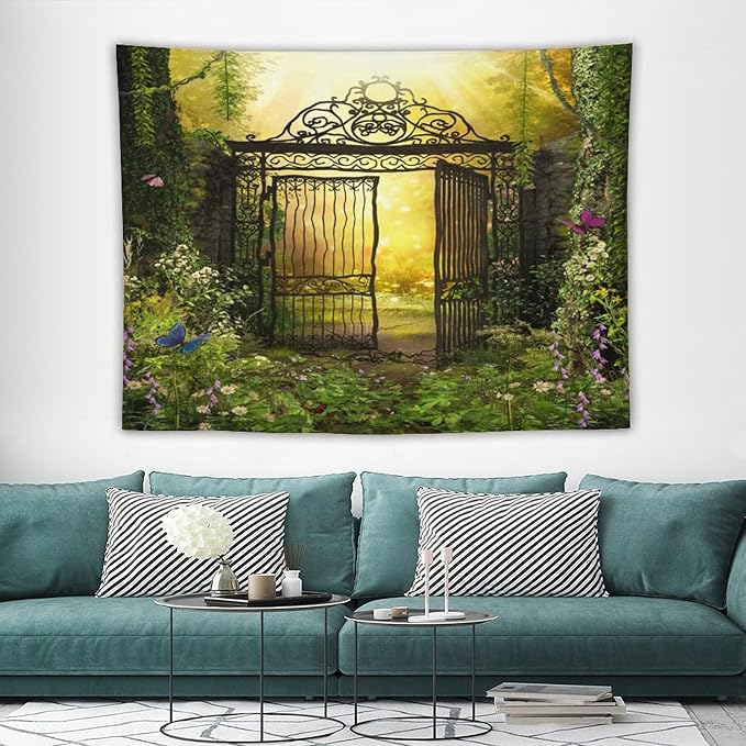 ZhiRain Fantasy Tapestry Wall Hanging Gothic Gate Fantasy Forest Magic Dreamland Fairy Landscape Pattern Tapestries Home Decor for Living Room Bedroom Apartment Farmhouse Dorm 60"x80"